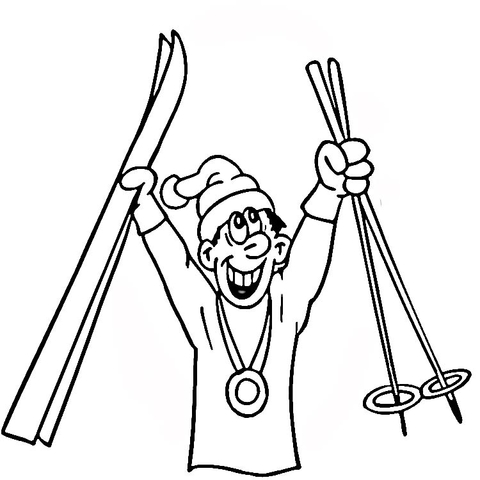 Medal For Skiing  Coloring Page